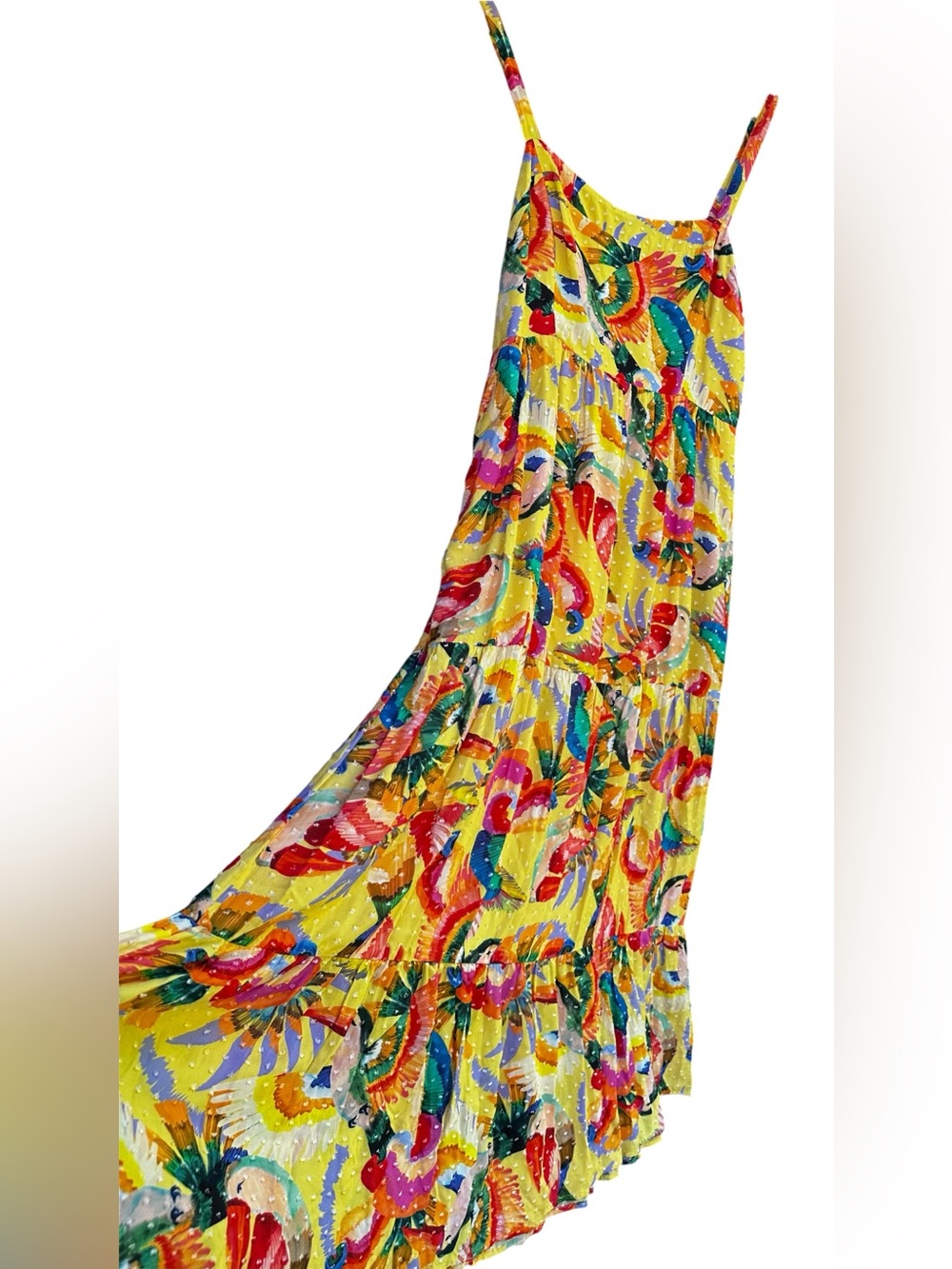 Farm Rio by Anthropologie Textured Tropical Tiered Maxi Dress L